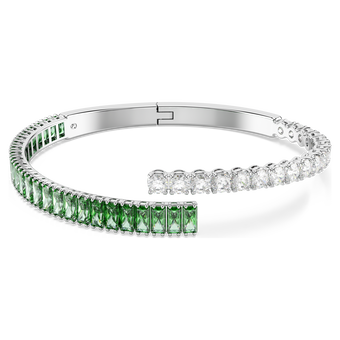 Matrix bangle, Mixed cuts, Green, Rhodium plated swarovski matrix bangle  mixed cuts  green  rhodium plated