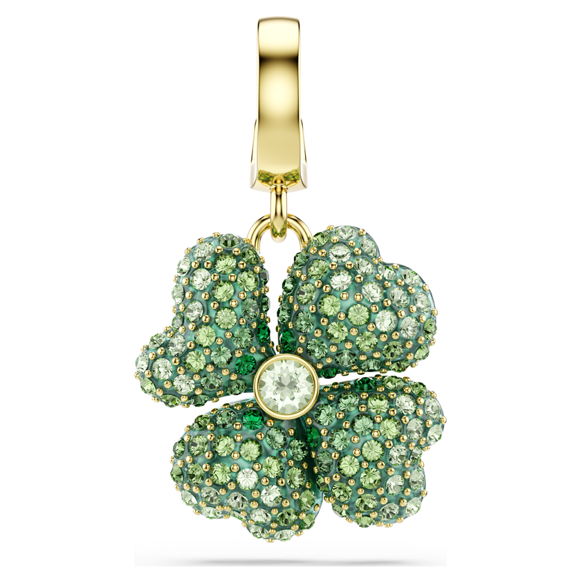 swarovski idyllia charm  clover  green  gold tone plated