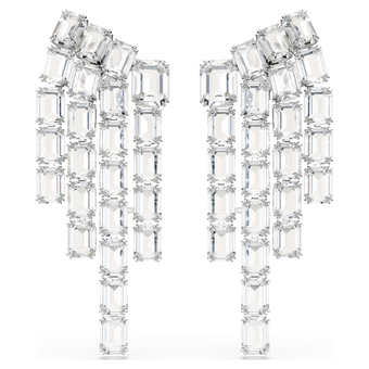 swarovski millenia clip earrings octagon cut chandelier white rhodium plated
