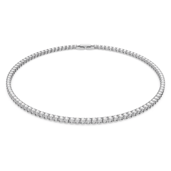 swarovski tennis deluxe necklace  round cut  white  rhodium plated