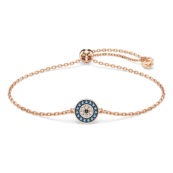 swarovski luckily bracelet  pav   eye  blue  rose gold tone plated