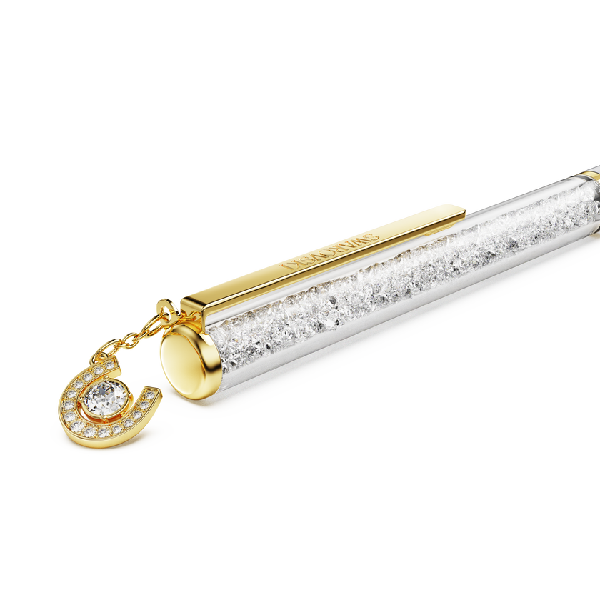 swarovski crystalline ballpoint pen  horse shoe  white  white lacquered  gold tone plated