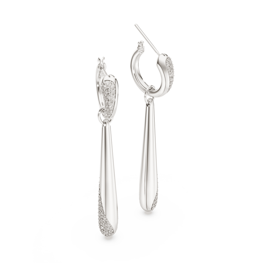 swarovski classica drop and hoop earrings  round cut  white  sterling silver