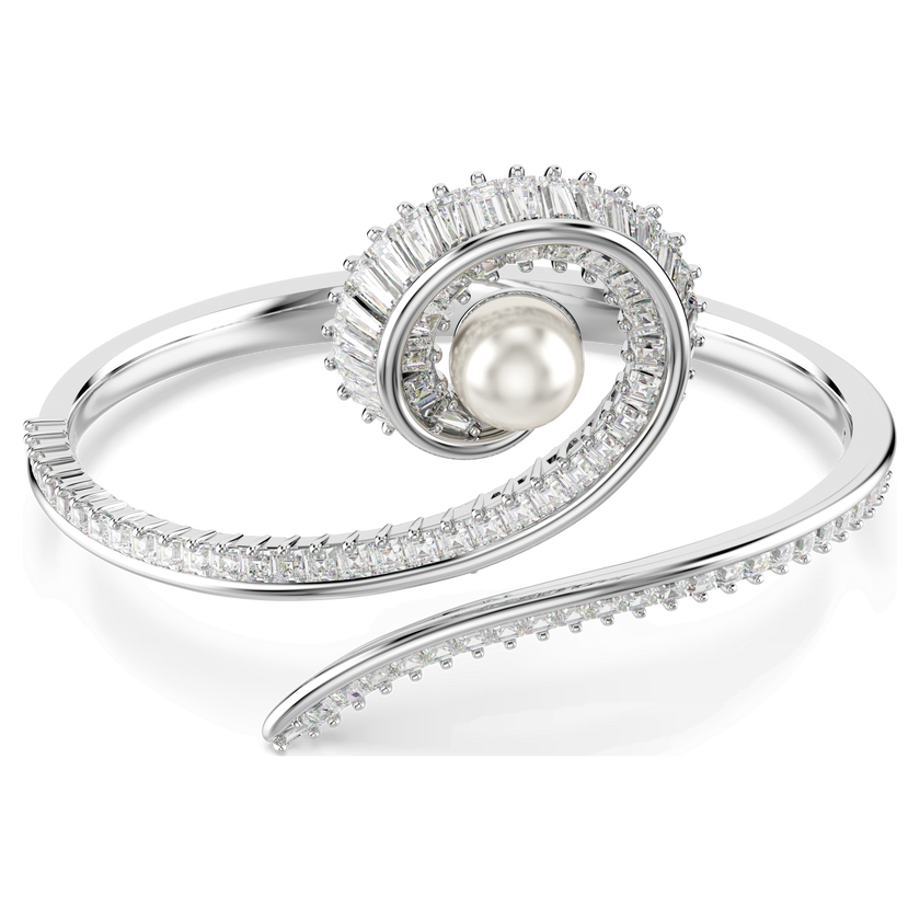 ariana grande x swarovski bangle  crystal pearl  baguette cut  white  rhodium plated