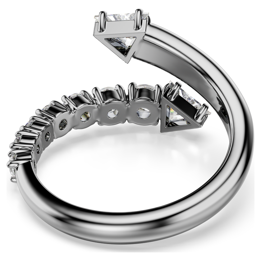 swarovski sublima open ring  mixed cuts  white  ruthenium plated