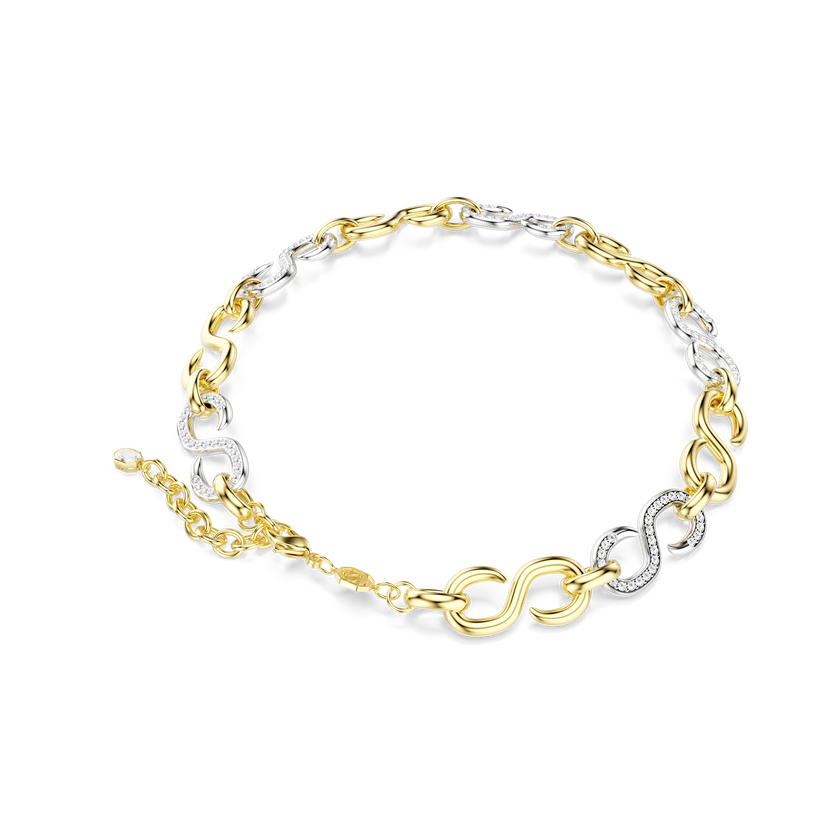 swarovski dextera necklace  round cut  chain  white  mixed metal finish