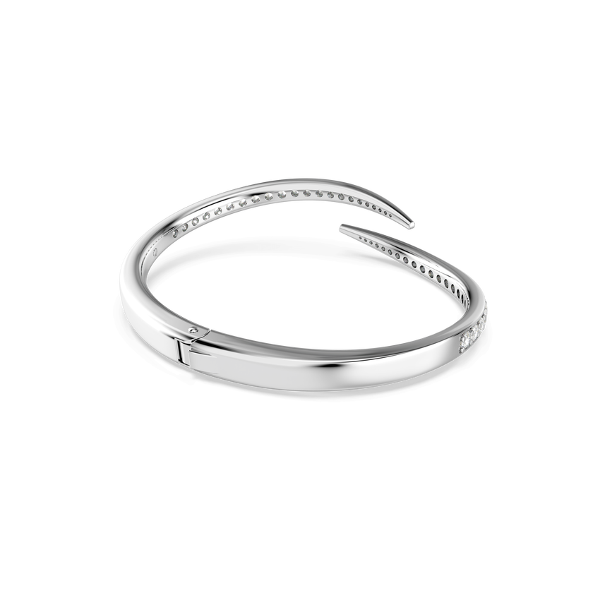 swarovski vienna bangle  round cut  swan  white  rhodium plated
