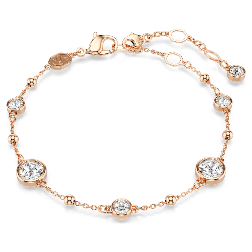 swarovski imber bracelet  round cut  white  18k rose gold finish
