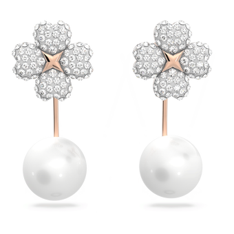 swarovski latisha earring jackets  flower  white  rose gold tone plated