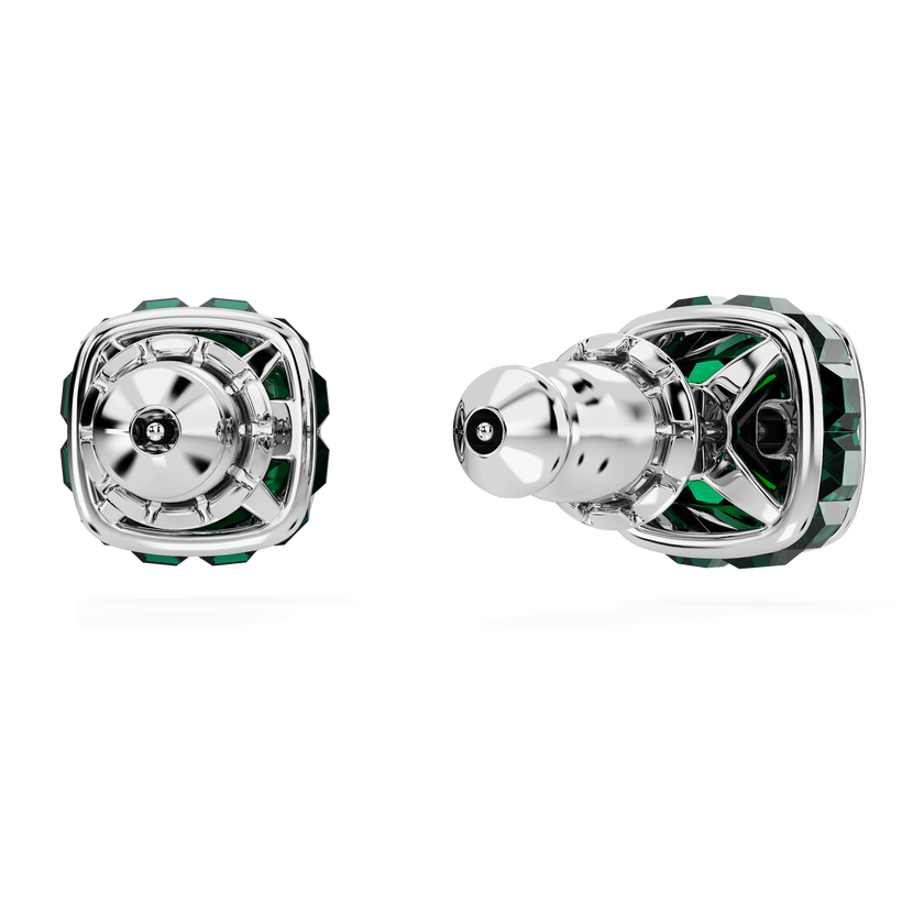 swarovski birthstone stud earrings  square cut  may  green  rhodium plated