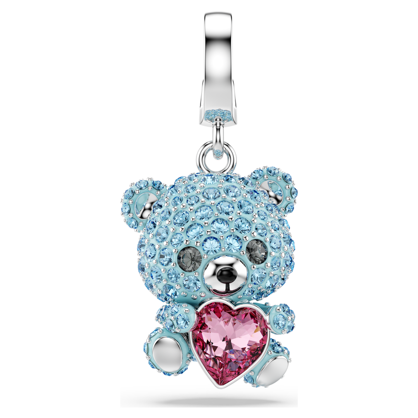swarovski idyllia charm  mixed cuts  teddy  blue  rhodium plated