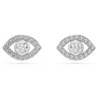 swarovski luckily stud earrings  round cut  pav   eye  white  rhodium plated