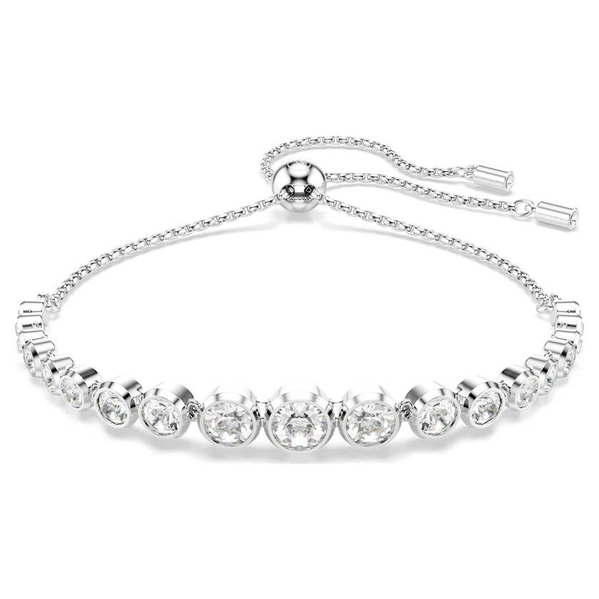 swarovski imber tennis bracelet  mixed round cuts  white  rhodium plated