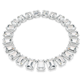 swarovski millenia tennis necklace  octagon cut  white  rhodium plated