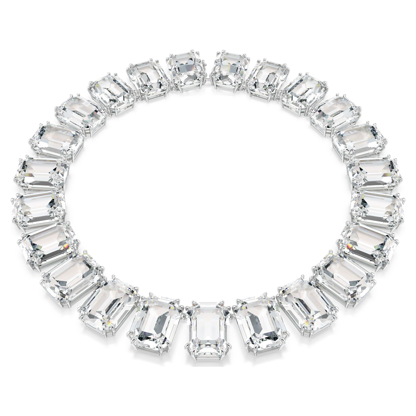swarovski millenia tennis necklace  octagon cut  white  rhodium plated