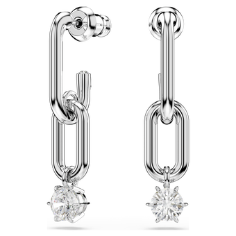 swarovski constella drop earrings  crystal pearl  round cut  white  rhodium plated