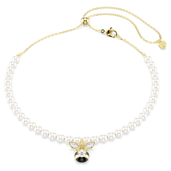 swarovski idyllia choker  crystal pearl  mixed cuts  bee  white  gold tone plated
