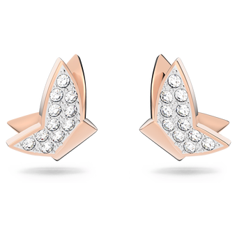 swarovski lilia stud earrings  butterfly  white  rose gold tone plated