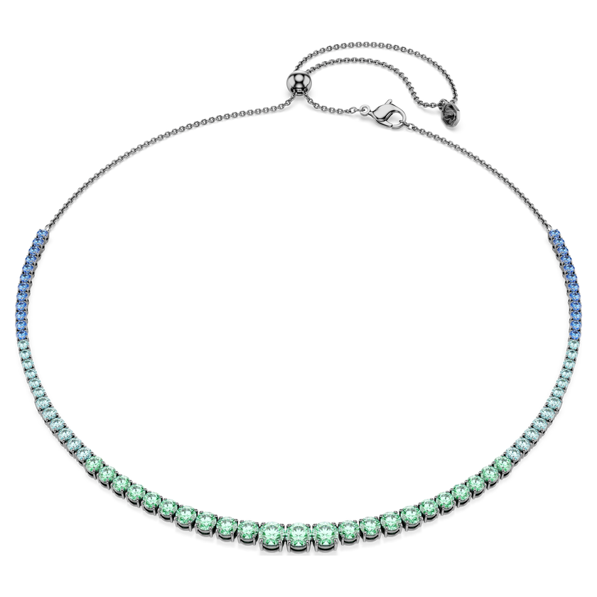 swarovski matrix tennis necklace  gradient of round cuts  multicolored  ruthenium plated
