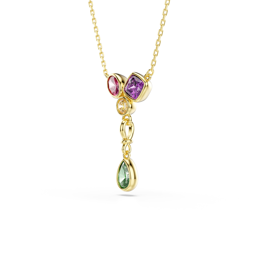 swarovski imber y pendant  mixed cuts  multicolored  18k gold finish