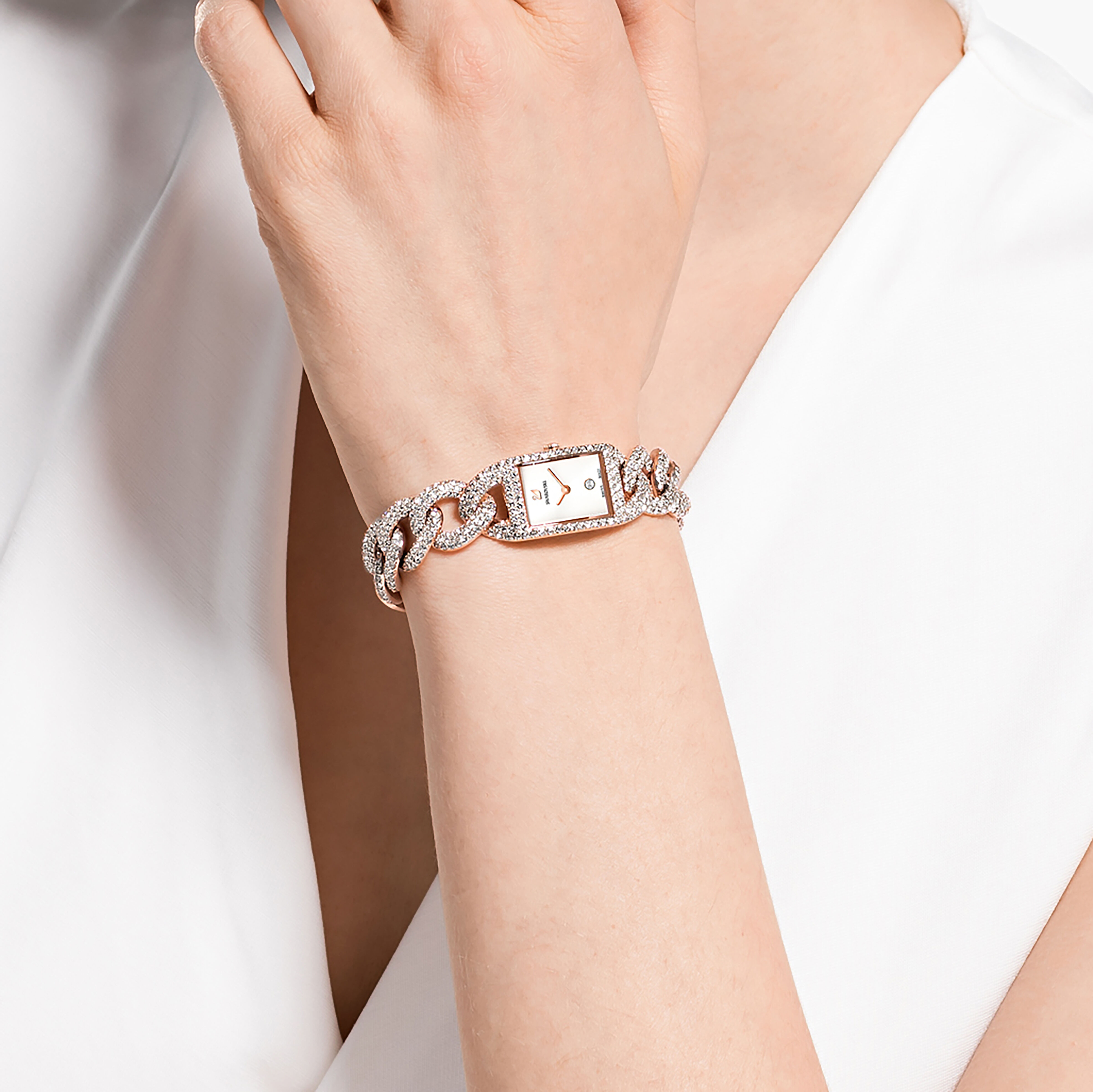 Buy Swarovski Cocktail watch Full pav Metal bracelet Rose gold