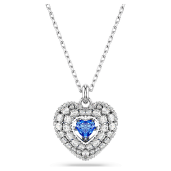 swarovski idyllia pendant  heart  blue  rhodium plated