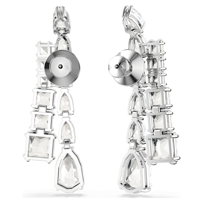 swarovski matrix drop earrings  mixed cuts  white  rhodium plated