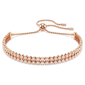 swarovski matrix tennis bracelet  round cut  white  rose gold tone plated