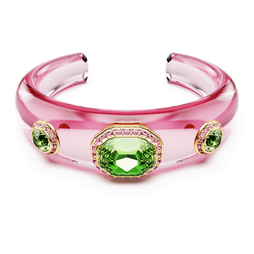 swarovski dulcis cuff  mixed cuts  multicolored  gold tone plated
