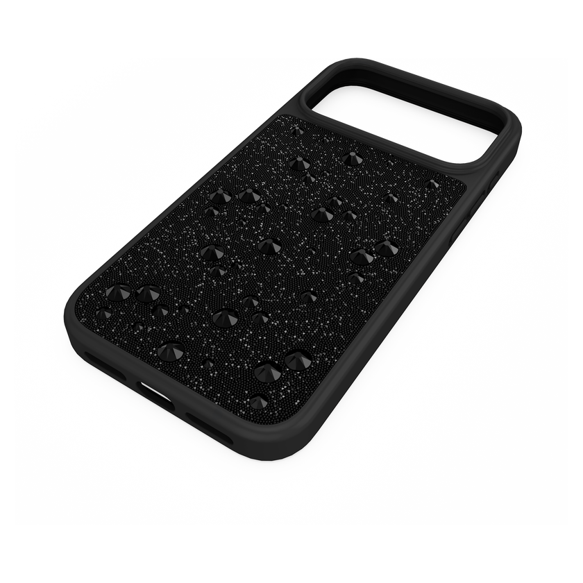swarovski high smartphone case  flat back crystals  iphone  17 pro max  black