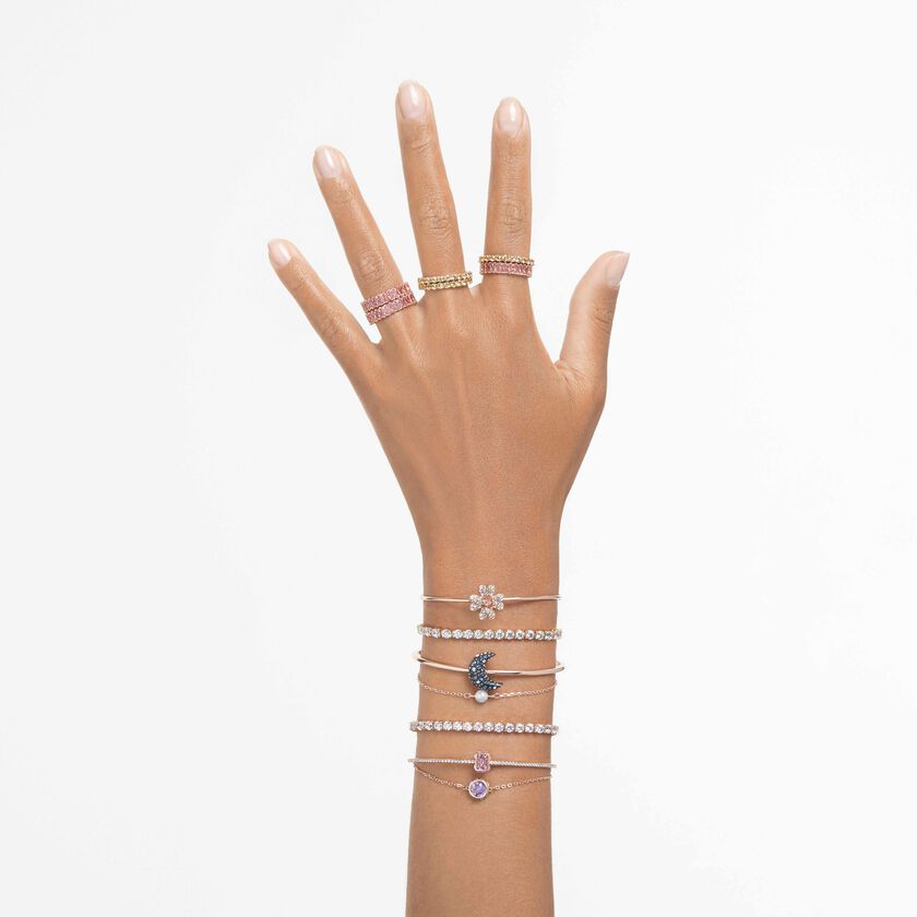 swarovski matrix ring  baguette cut  pink  18k rose gold finish