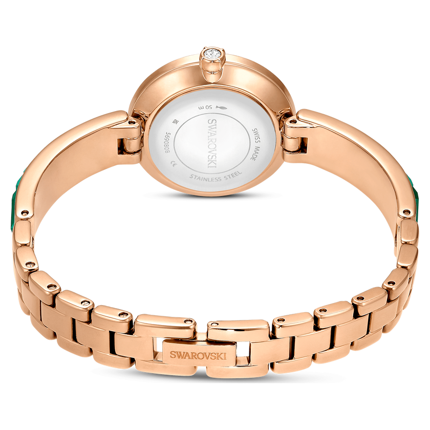 swarovski matrix bangle watch  swiss made  crystal bracelet  green  champagne gold tone finish