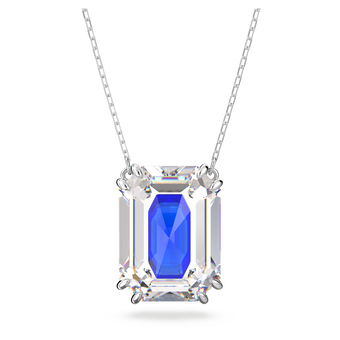 Chroma pendant, Octagon cut crystal, Blue, Rhodium plated swarovski chroma pendant  octagon cut crystal  blue  rhodium plated