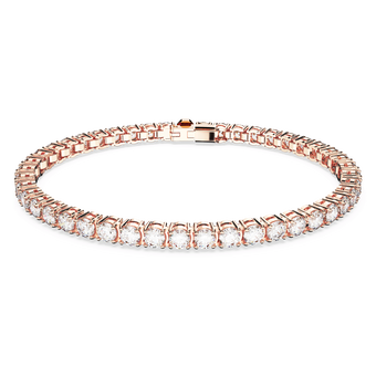 swarovski matrix tennis bracelet  round cut  white  rose gold tone plated