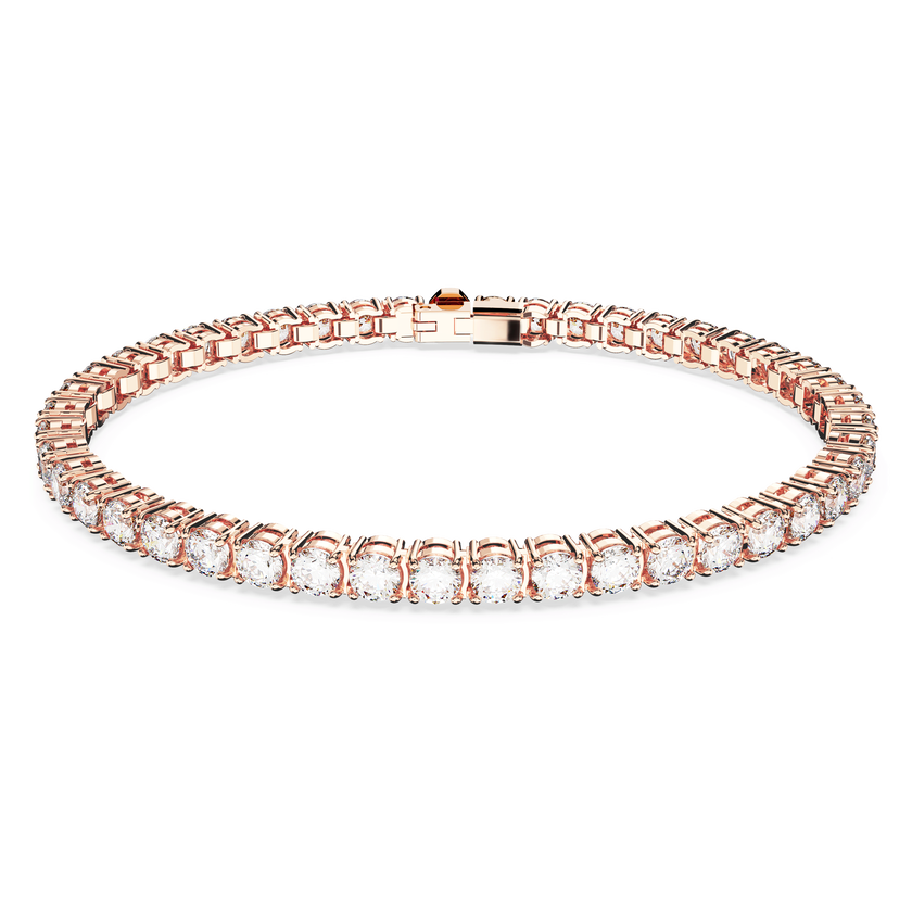 swarovski matrix tennis bracelet  round cut  white  18k rose gold finish