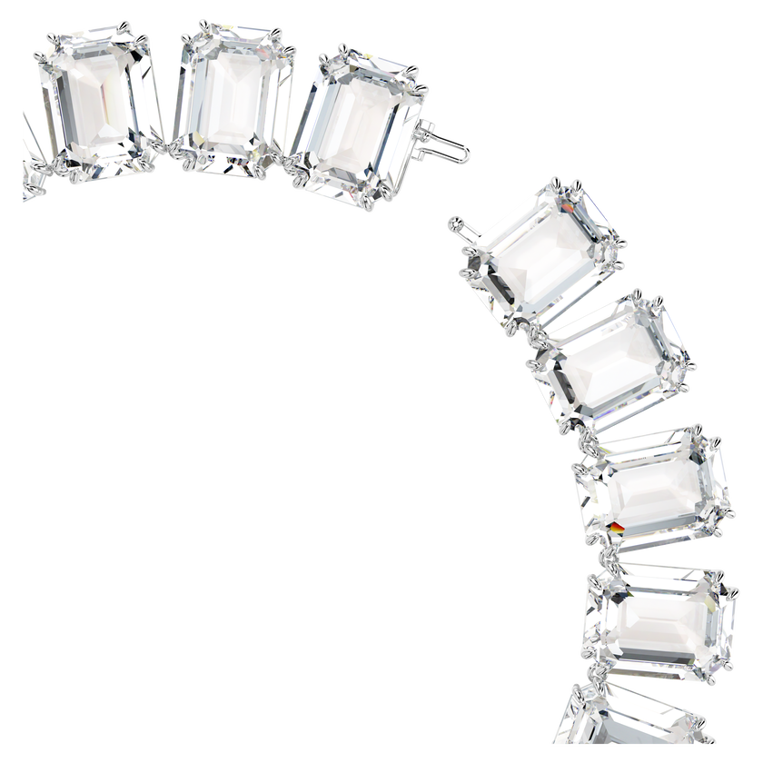 swarovski millenia tennis necklace  octagon cut  white  rhodium plated