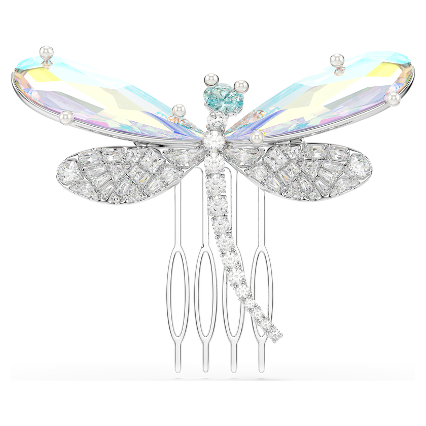 ariana grande x swarovski brooch and hair accessory  mixed cuts  dragonfly  green  rhodium plated