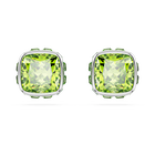 swarovski birthstone stud earrings  square cut  august  green  rhodium plated