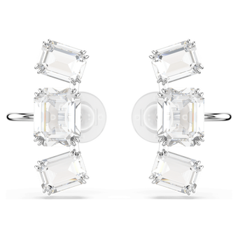 swarovski millenia clip earrings octagon cut white rhodium plated