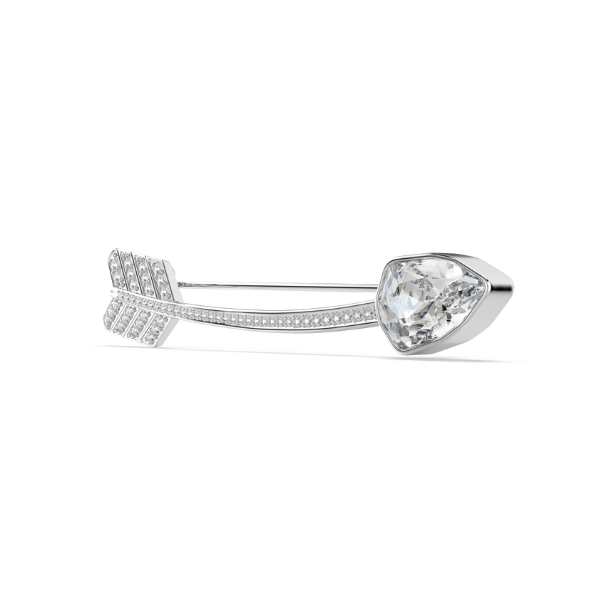 swarovski idyllia brooch  mixed cuts  arrow  white  rhodium plated