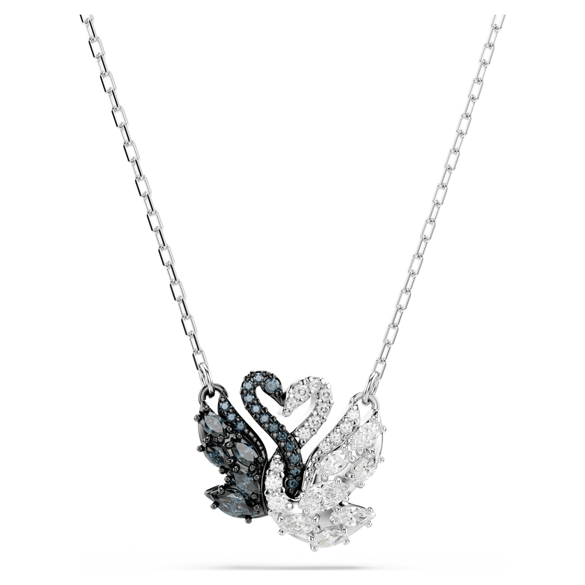 swarovski swan pendant  swan  black  rhodium plated