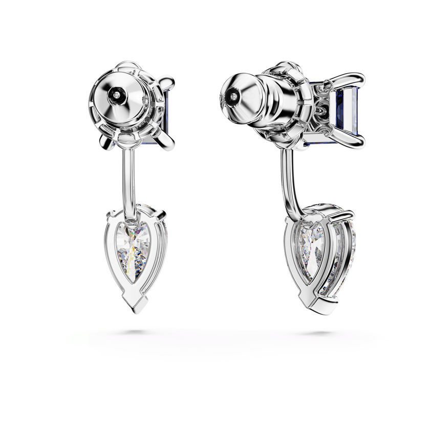 swarovski mesmera earring jackets  mixed cuts  detachable  blue  rhodium plated