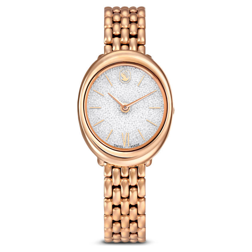 swarovski imber oval watch  swiss made  metal bracelet  gold tone  rose gold tone finish