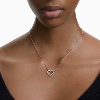 swarovski lovely necklace  heart  white  rose gold tone plated