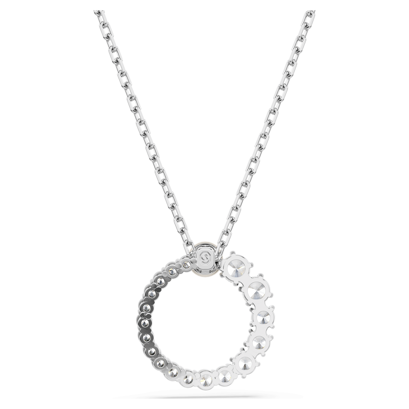 swarovski matrix pendant  crystal pearl  round cut  white  rhodium plated