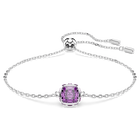 swarovski birthstone bracelet square cut february purple rhodium plated