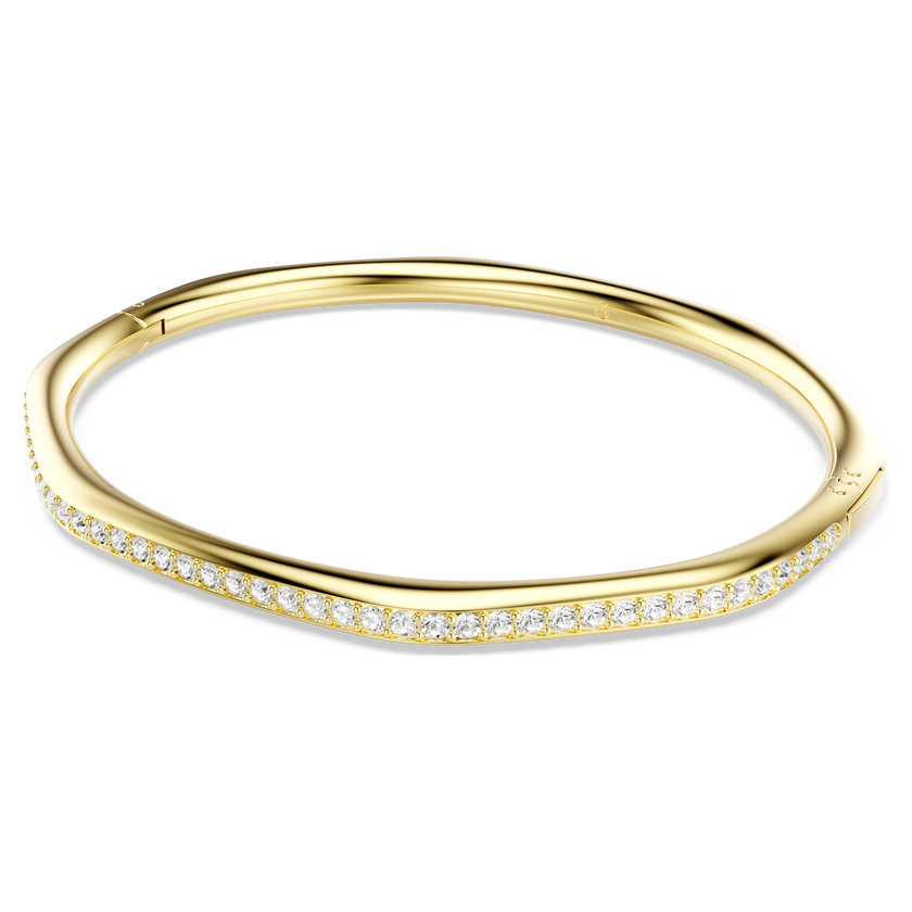 swarovski dextera bangle  octagon shape  round cut  white  gold tone plated