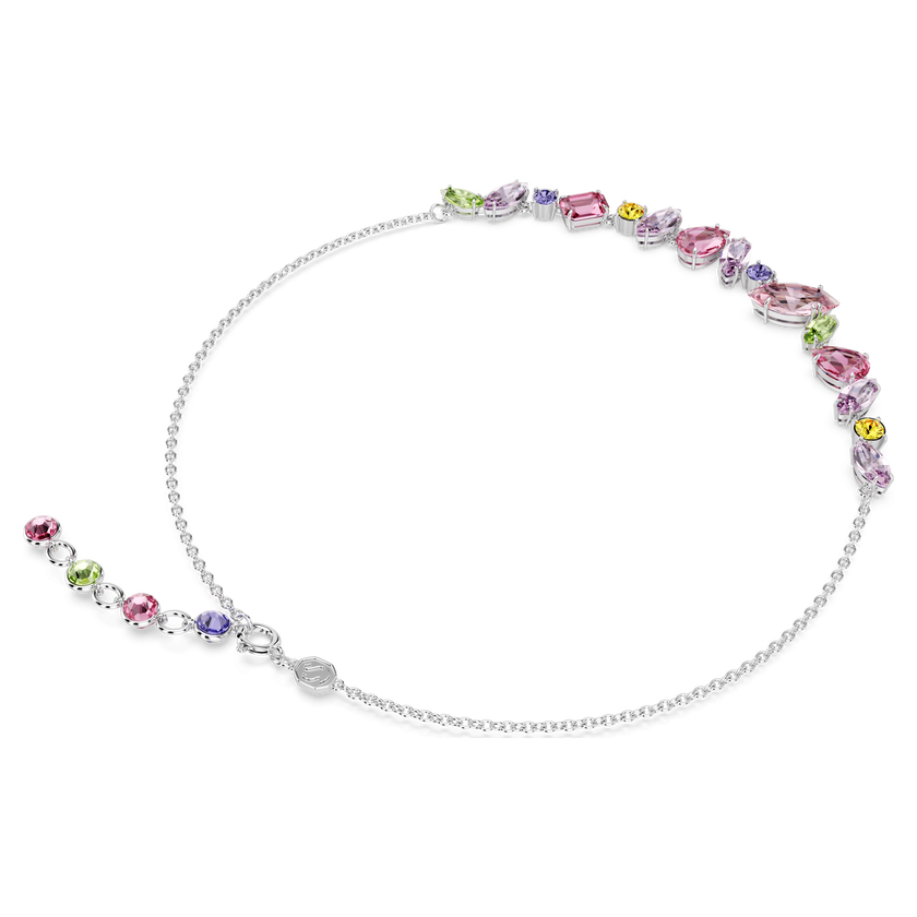 swarovski gema necklace  mixed cuts  multicolored  rhodium plated