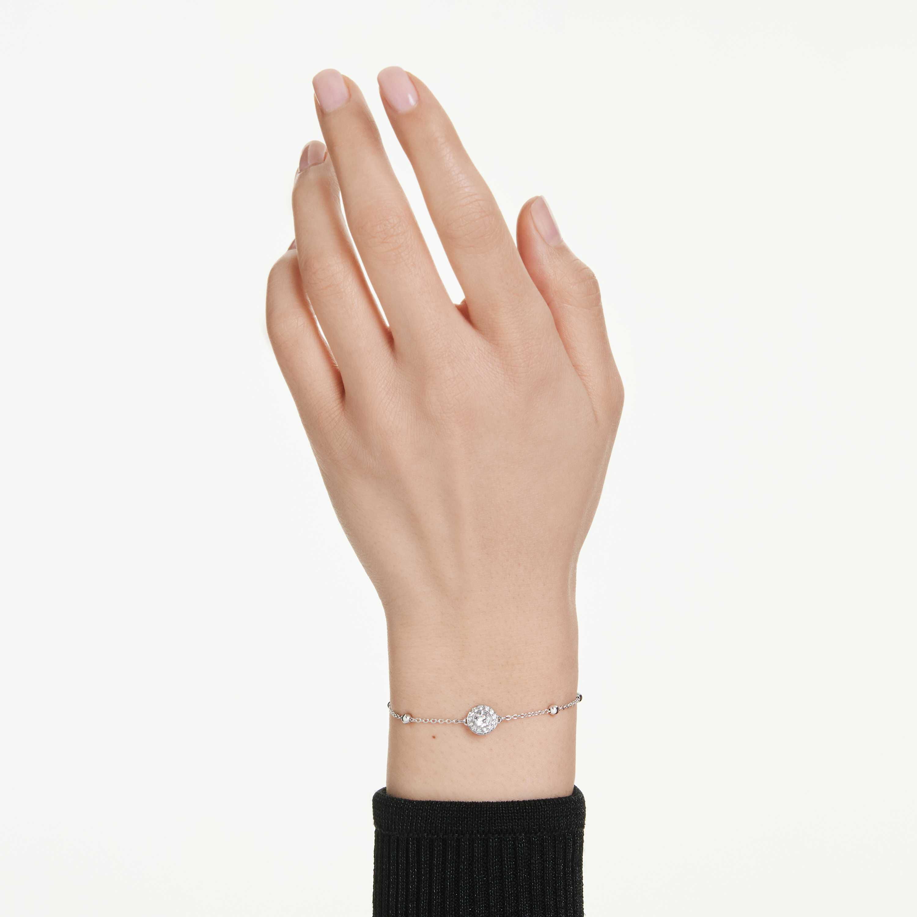swarovski una angelic bracelet  round cut  white  rhodium plated