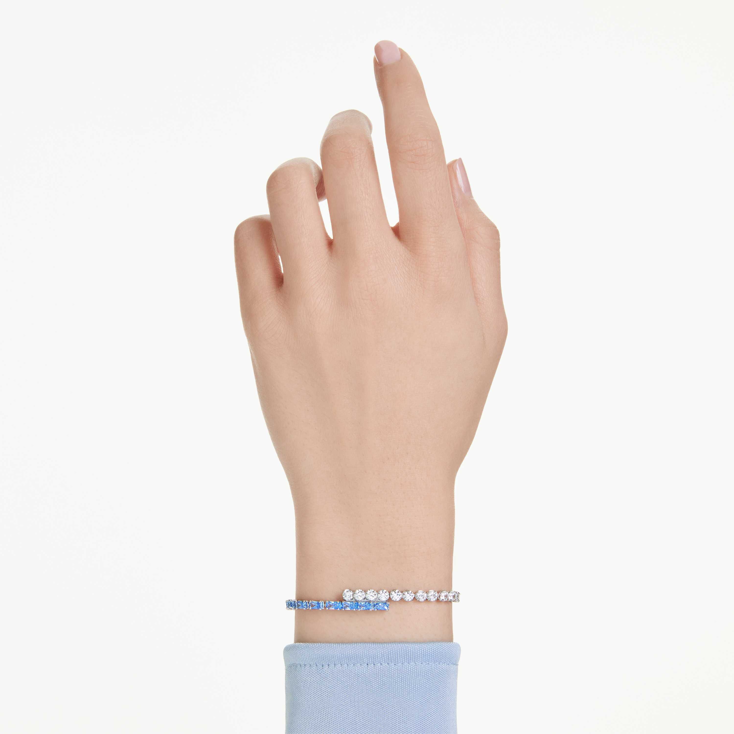 swarovski matrix bracelet  mixed cuts  blue  rhodium plated
